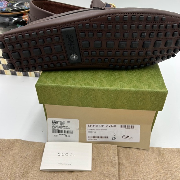 Men’s Gucci, AYRTON  GG web Driver loafers size 12 made in Italy - Picture 9 of 10